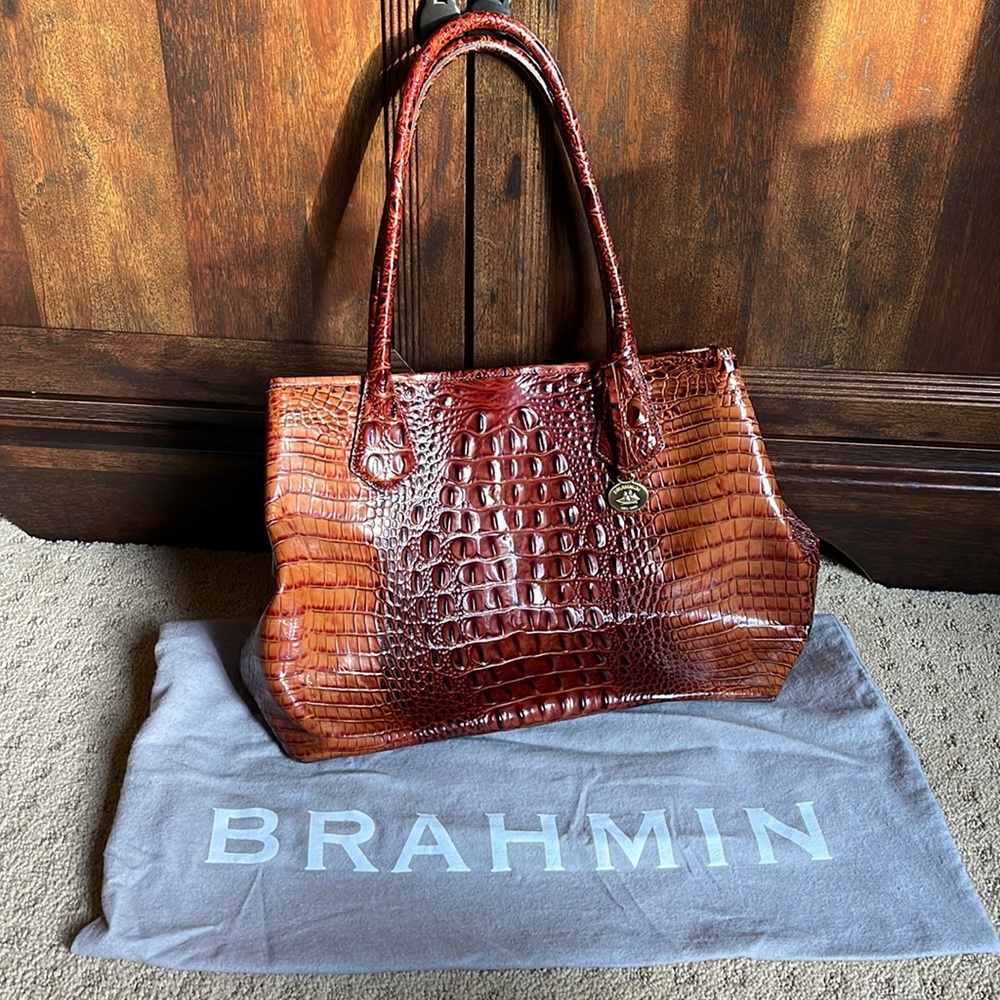 Brahmin Brown Alligator Shoulder Purse